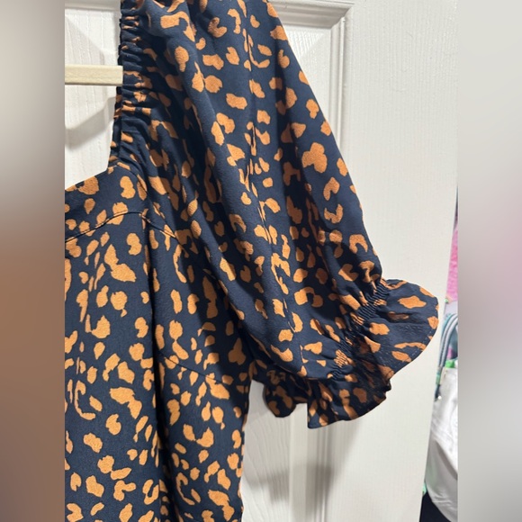 Chelsea 28 midi puffy sleeve leopard print dress size L - Picture 3 of 5